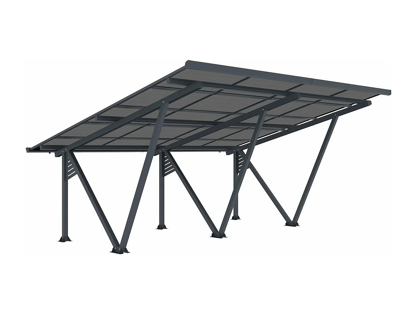 Carport solaire avec panneaux photovoltaïques - 715 x  575 x 366 cm - Gris - 8,2 kW