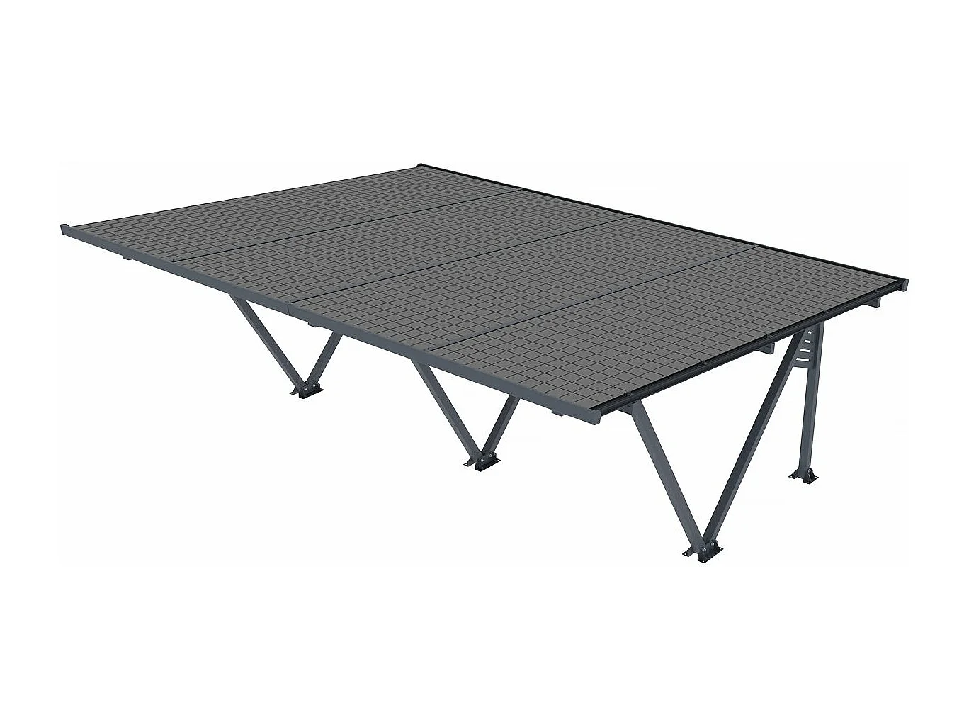 Carport solaire avec panneaux photovoltaïques - 715 x  575 x 366 cm - Gris - 8,2 kW