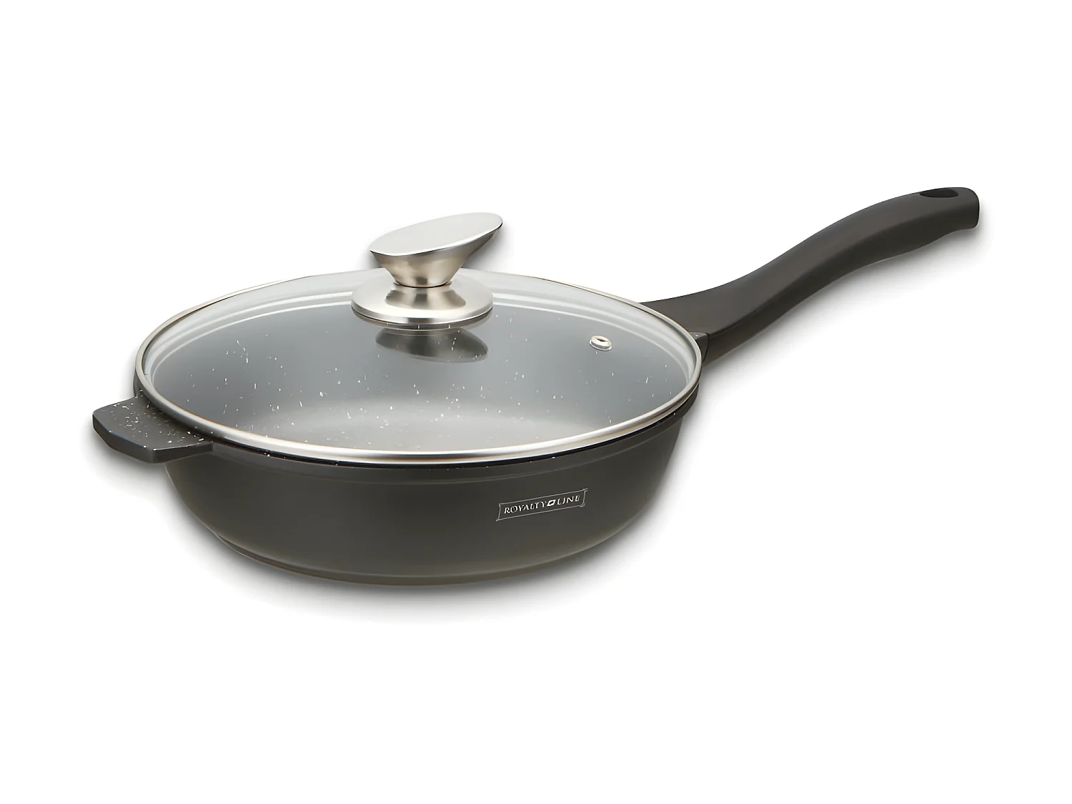 Marmeren koekenpan van 24cm met glazen deksel van Royalty Line RL-BDF24-M