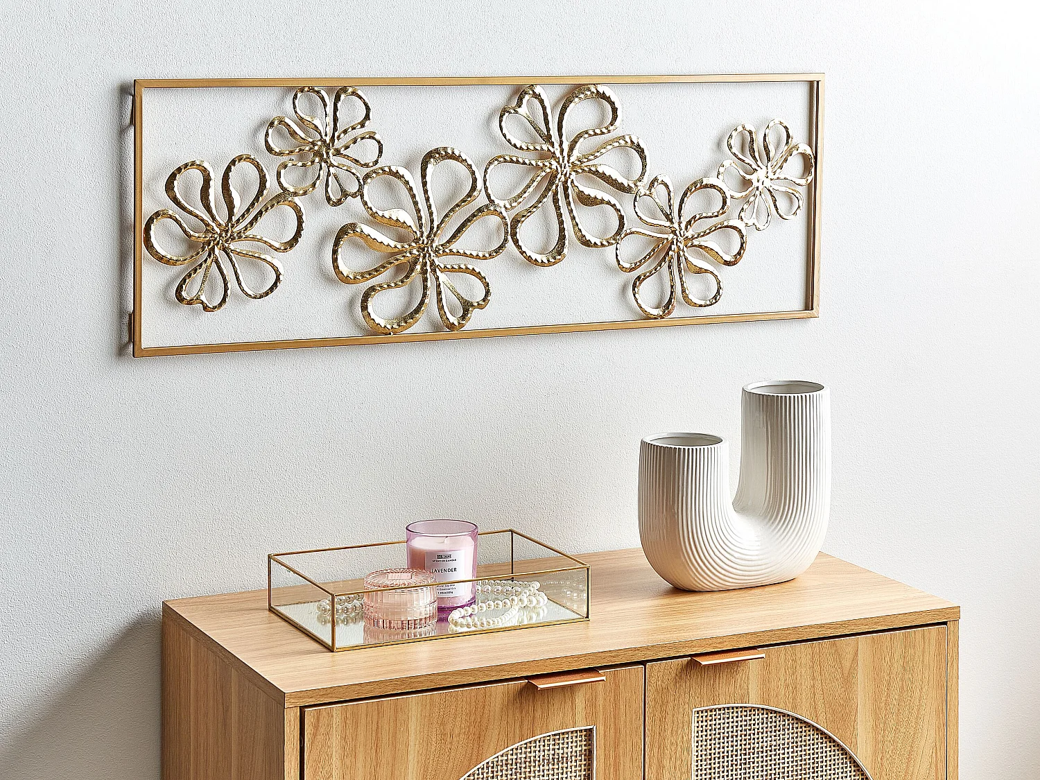 Wanddekoration Blumen Metall gold einteilig handgemacht Modern Cerium