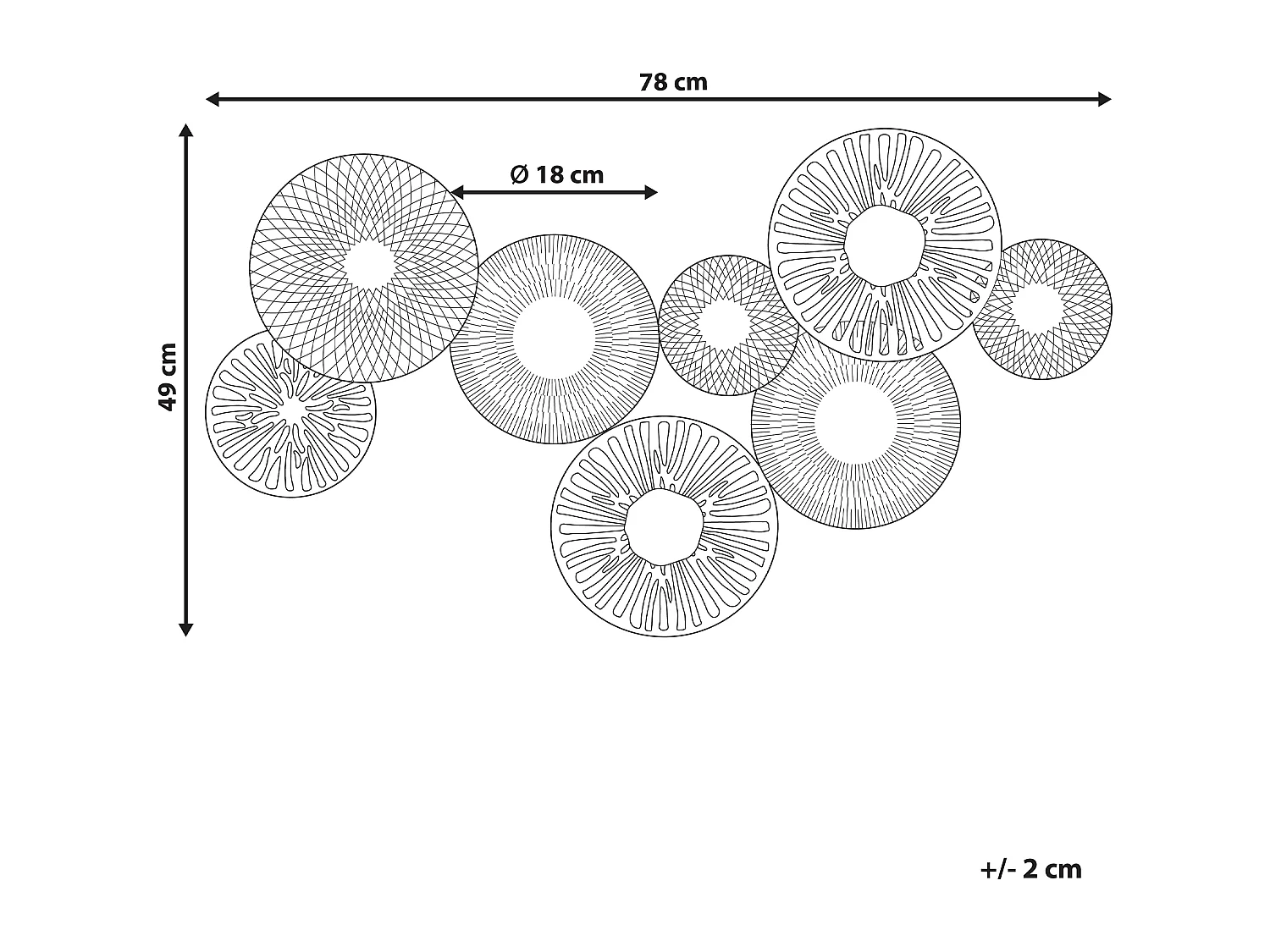 Wanddecoratie TENNESSINE Metaal 49 cm Zwart