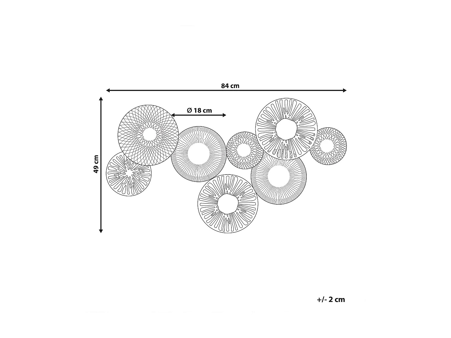 Wanddecoratie TENNESSINE Metaal 49 cm Zwart