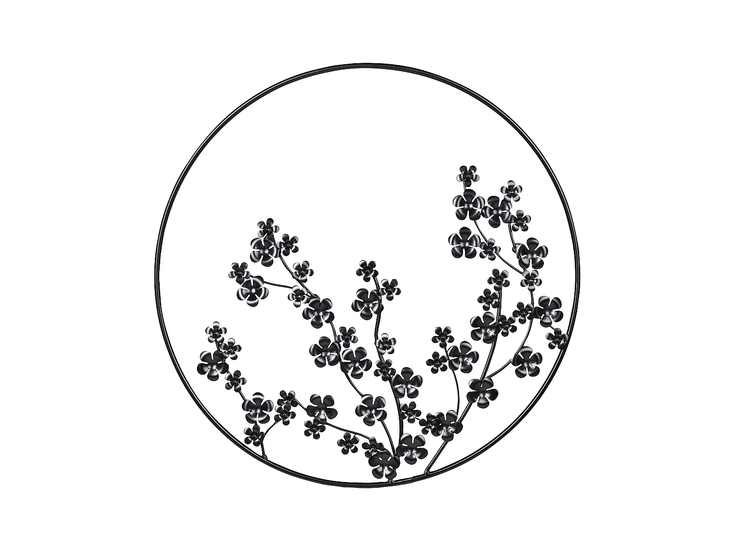 Wanddekoration Blumenkreis Metall schwarz einteilig handgemacht modern Strontium