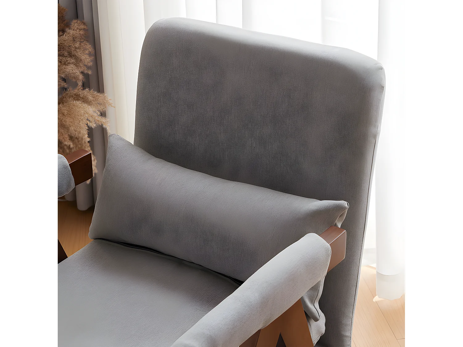 Fauteuil rembourré convertible réglable tissu en coton - Gris
