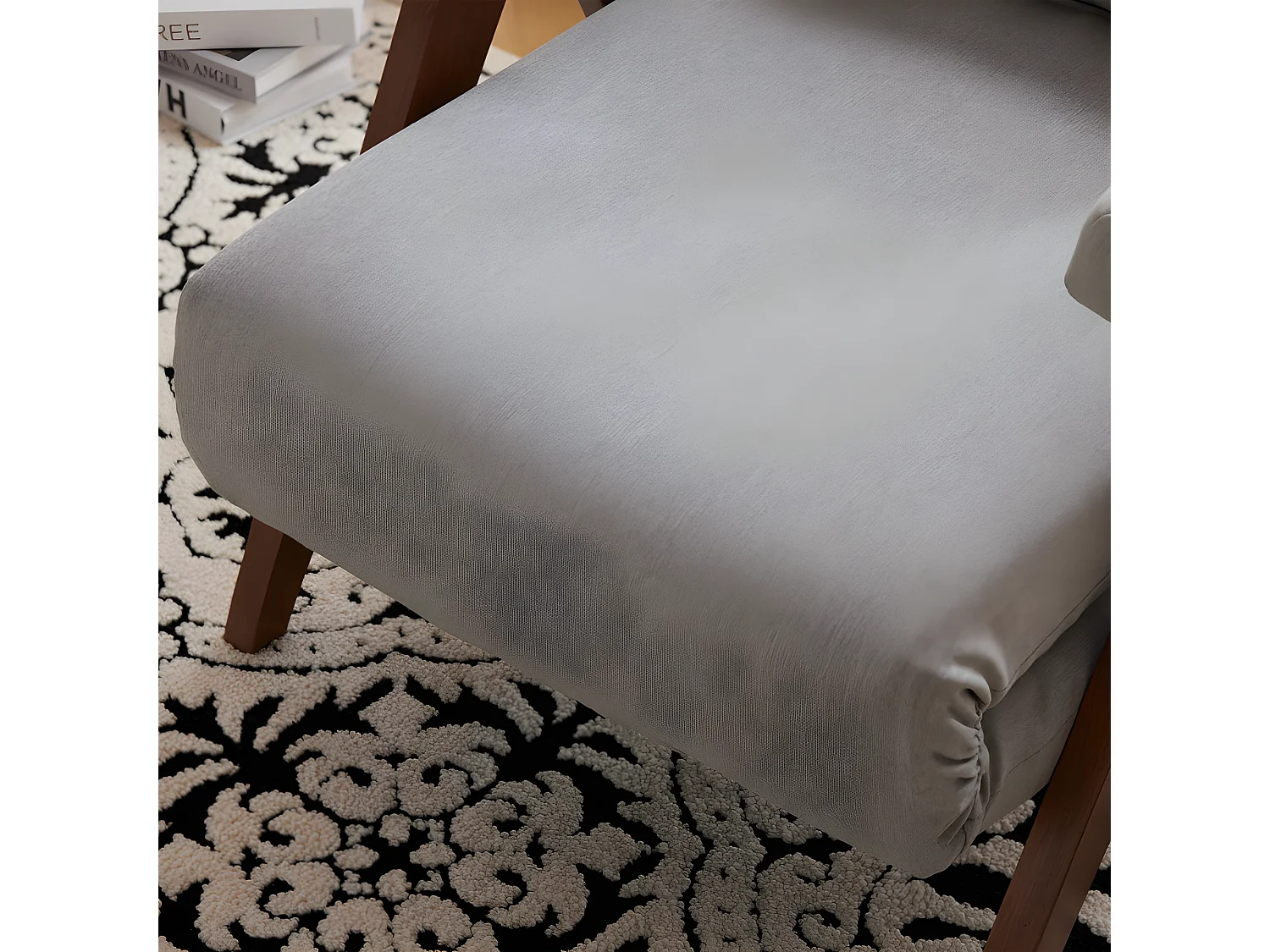 Fauteuil rembourré convertible réglable tissu en coton - Gris