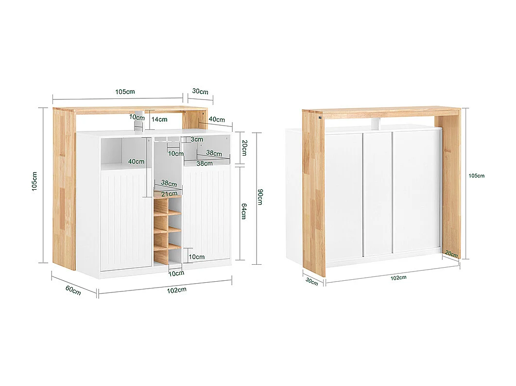 Kücheninsel KNL07-WN 60 x 105 x 105 cm