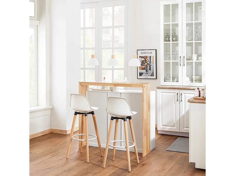 SoBuy KNL07-WN Ilot Central Mange-Debout Placard de Cuisine Buffet de Rangement Multi-rangements avec 2 Portes, Porte-Verres à vin, Porte-Bouteilles