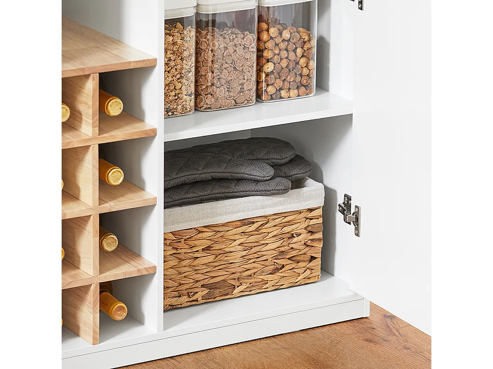 SoBuy KNL07-WN Ilot Central Mange-Debout Placard de Cuisine Buffet de Rangement Multi-rangements avec 2 Portes, Porte-Verres à vin, Porte-Bouteilles