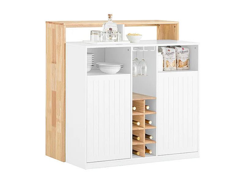Aparador de Almacenamiento con Encimera Isla de Cocina Múltiple con 2 Puertas 2 Estantes y Soporte para Botellas 105 x 60 x 105 cm Blanco KNL07-WN SoBuy ES