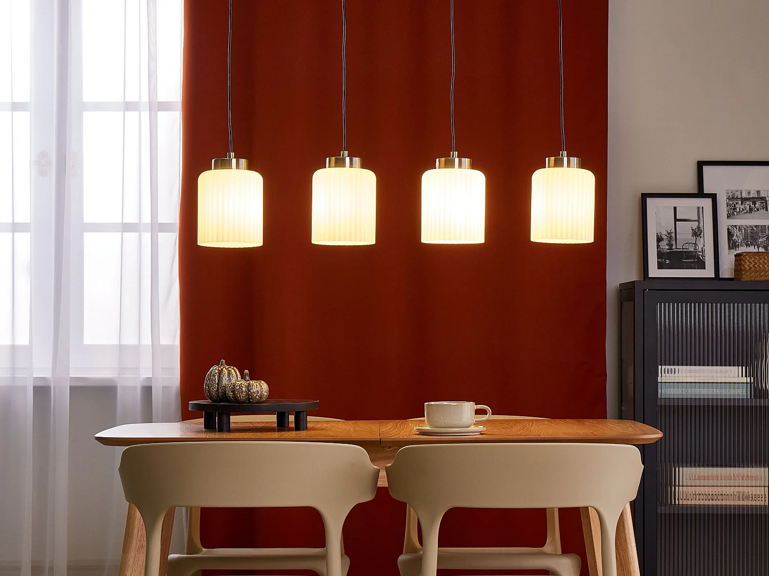 Candeeiro suspenso CAUDELO Metal Preto/Branco