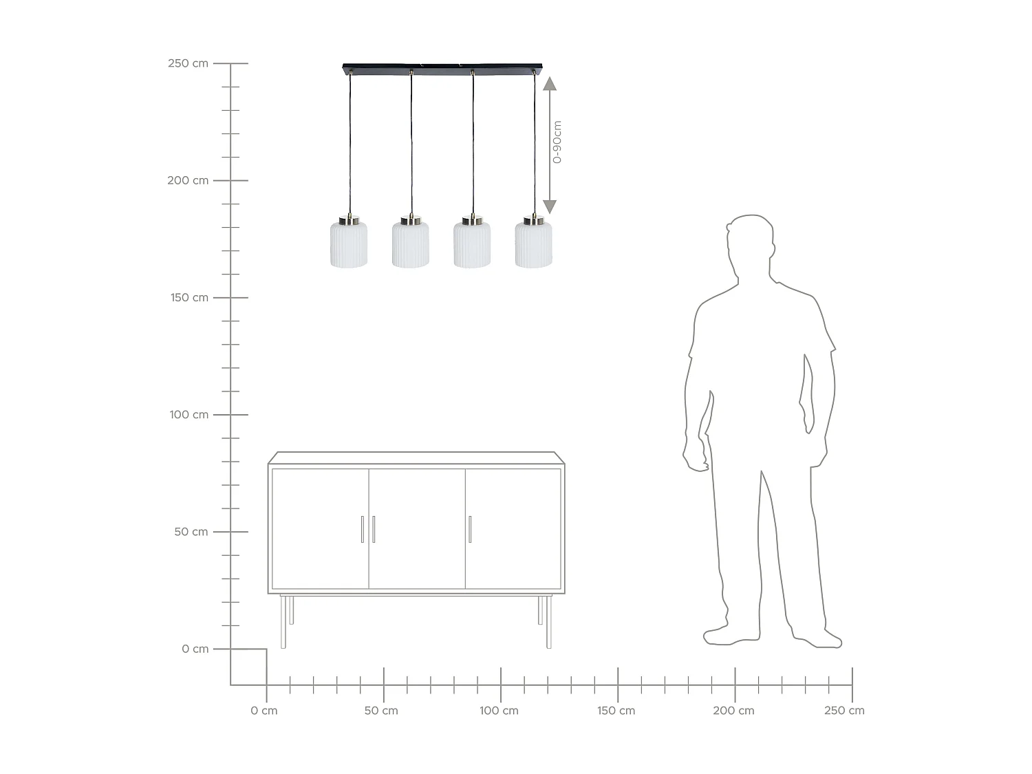 Candeeiro suspenso CAUDELO Metal Preto/Branco