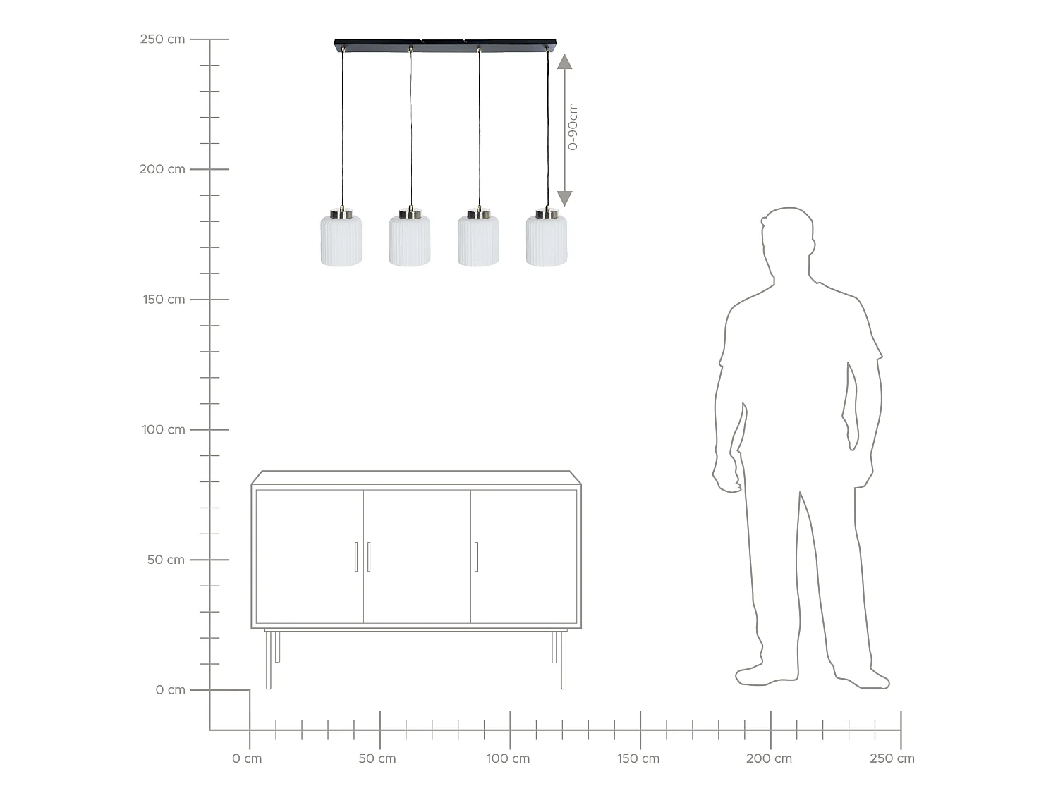Lampe suspension CAUDELO Métal Noir/blanc
