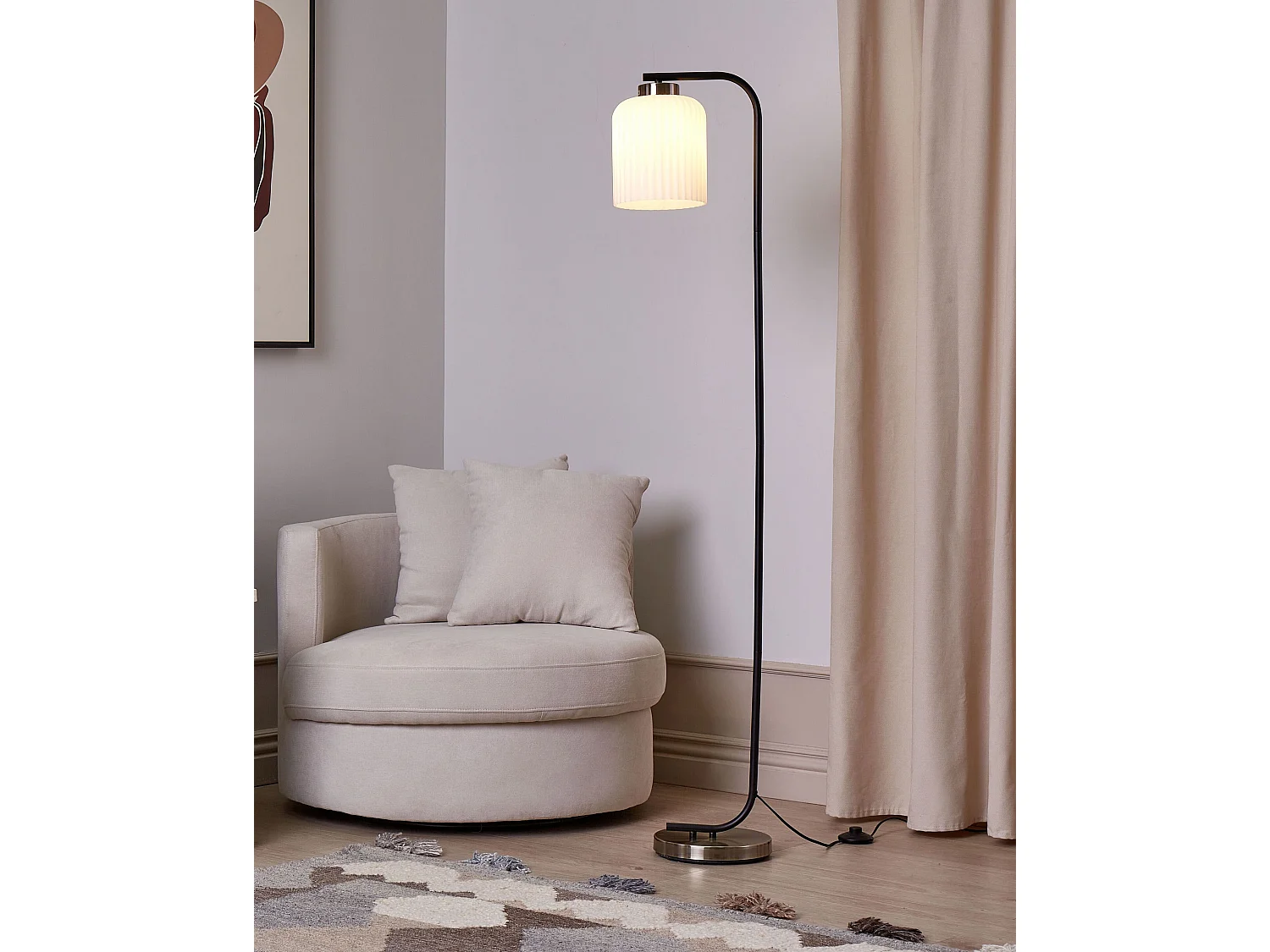 Lampadaire CAUDELO Métal Noir/blanc