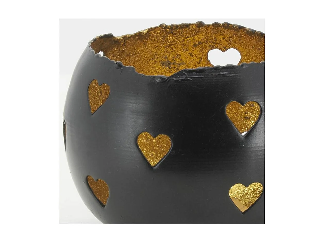 Photophores Coeurs en métal noir et doré (lot de 2)