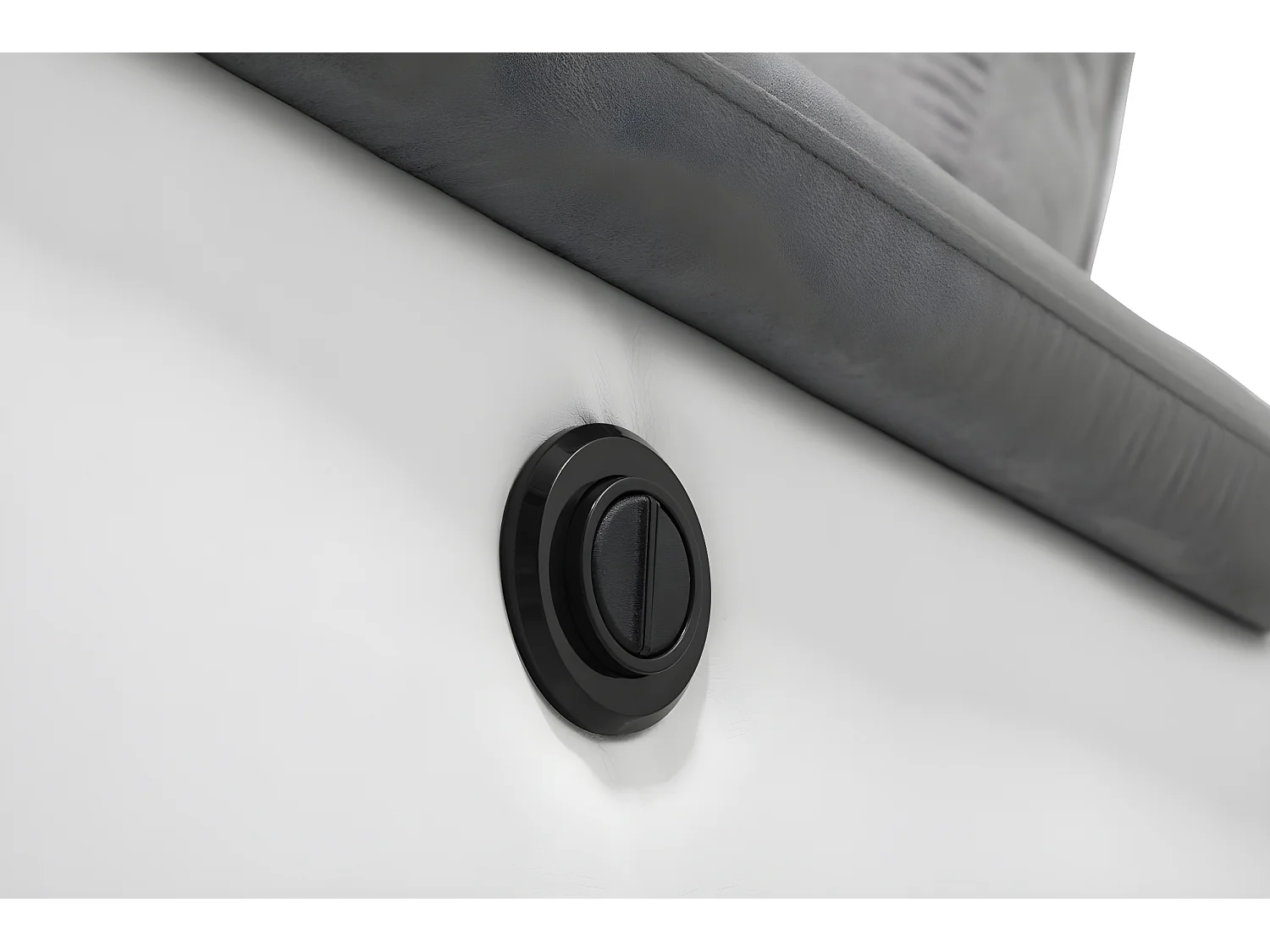 Canapé de relaxation électrique panoramique Oscar 6 places en microfibre et simili - Gris / Blanc - L238 x P238 x H99cm - Loungitude