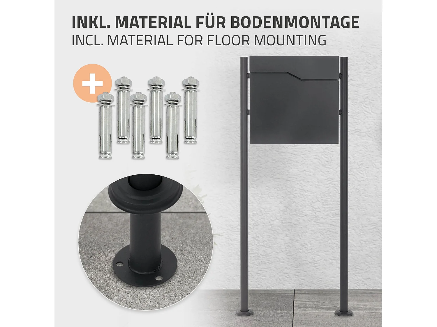 Boîte aux lettres sur pieds boîte postale 37x37x11 cm anthracite ML-Design