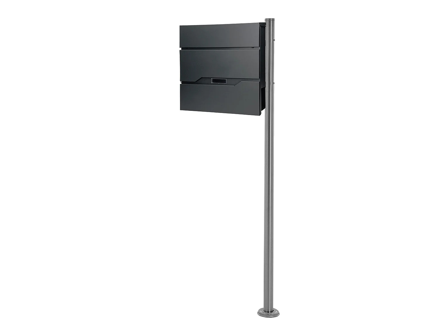 Boîte aux lettres anthracite acier sur 1 pied argenté avec compartiment ML-Design
