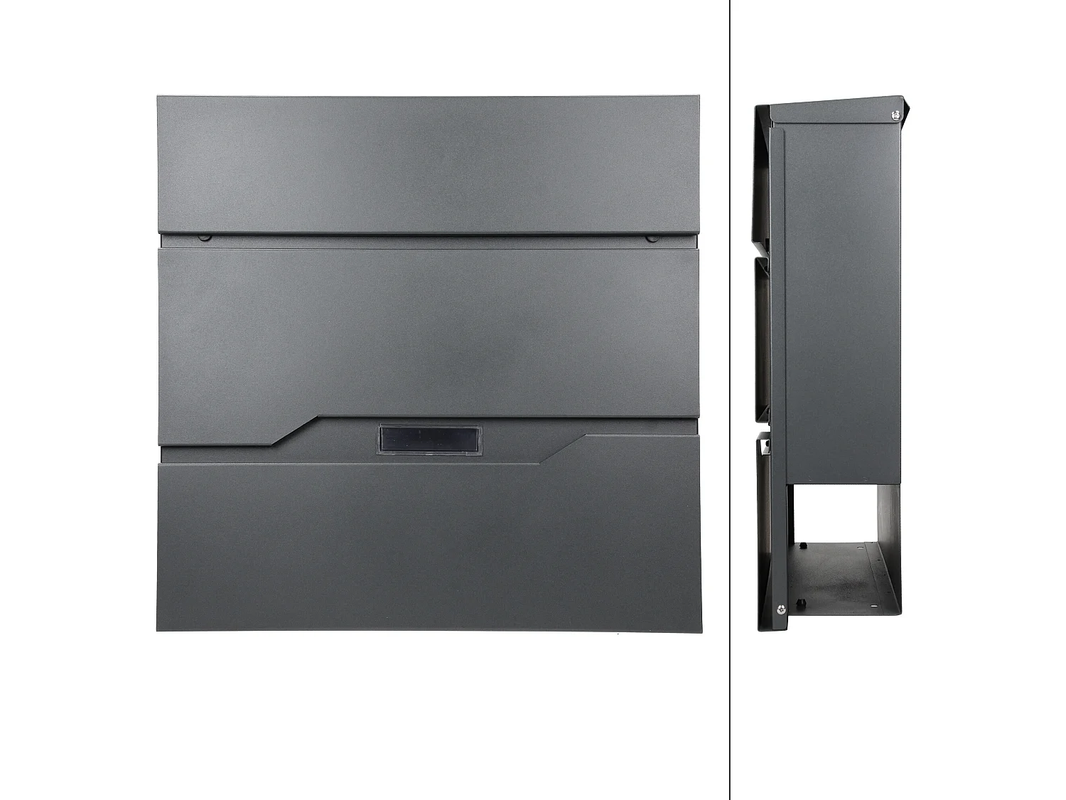 Boîte aux lettres anthracite acier sur 1 pied argenté avec compartiment ML-Design