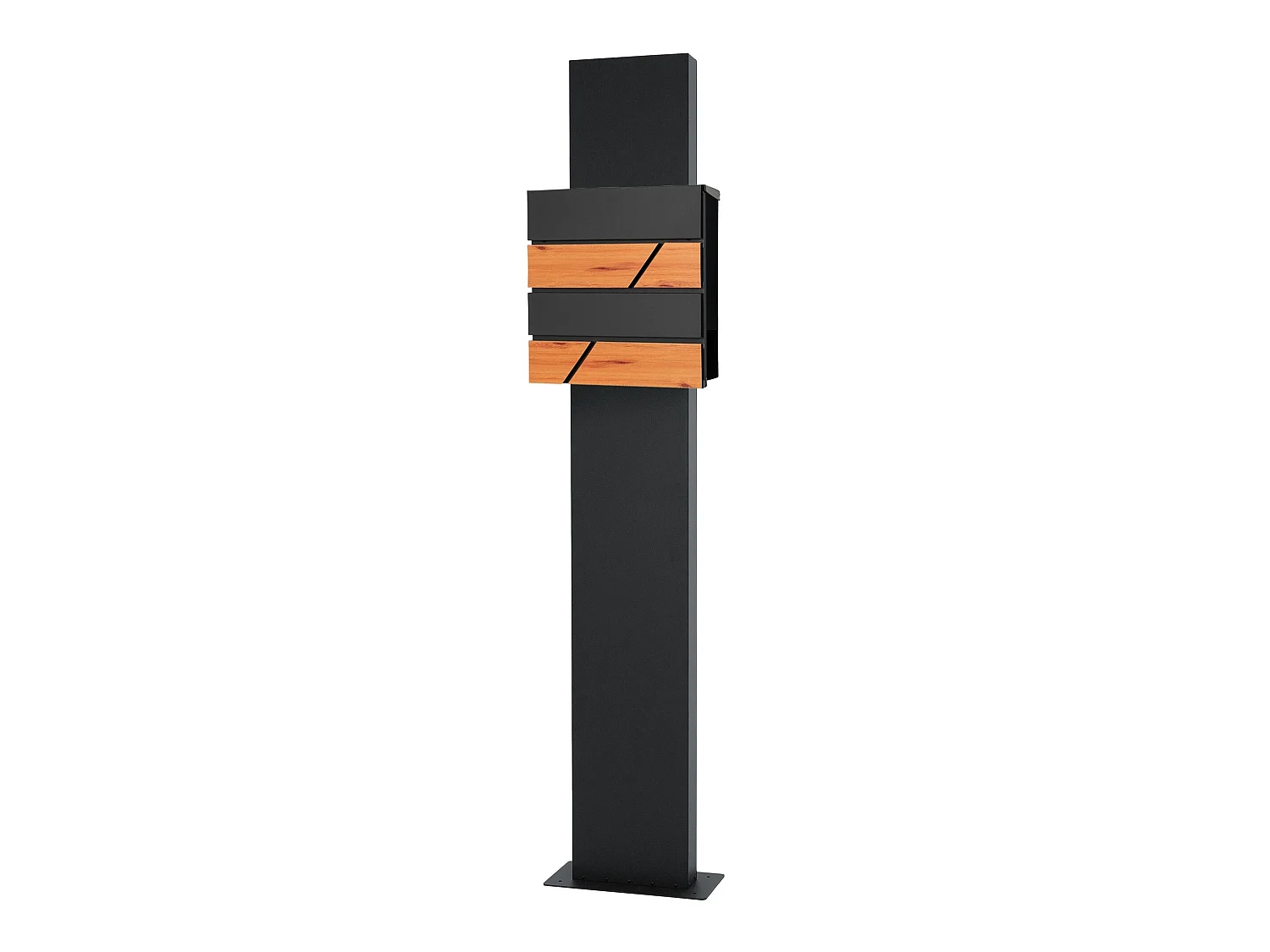Boîte aux lettres moderne en acier anthracite/ optique bois avec support ML-Design