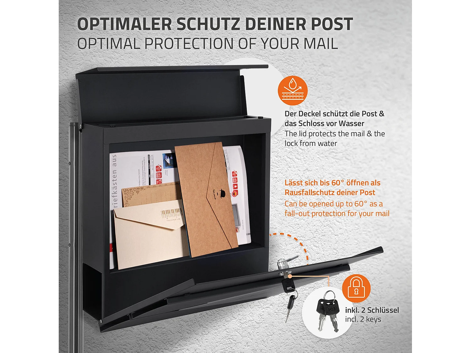 Boîte aux lettres sur une pied boîte postale anthracite/argent  ML-Design