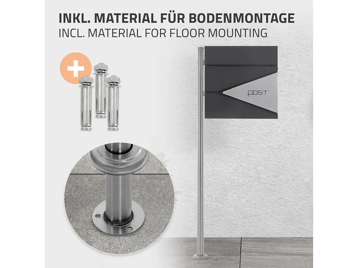 Boîte aux lettres sur une pied boîte postale anthracite/argent  ML-Design