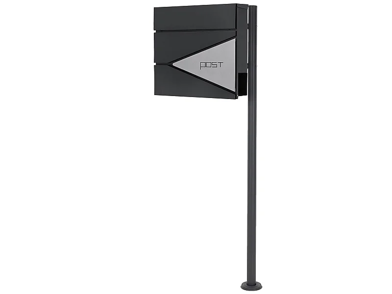 Boîte aux lettres sur une pied boîte postale en acier anthracite/argent  ML-Design