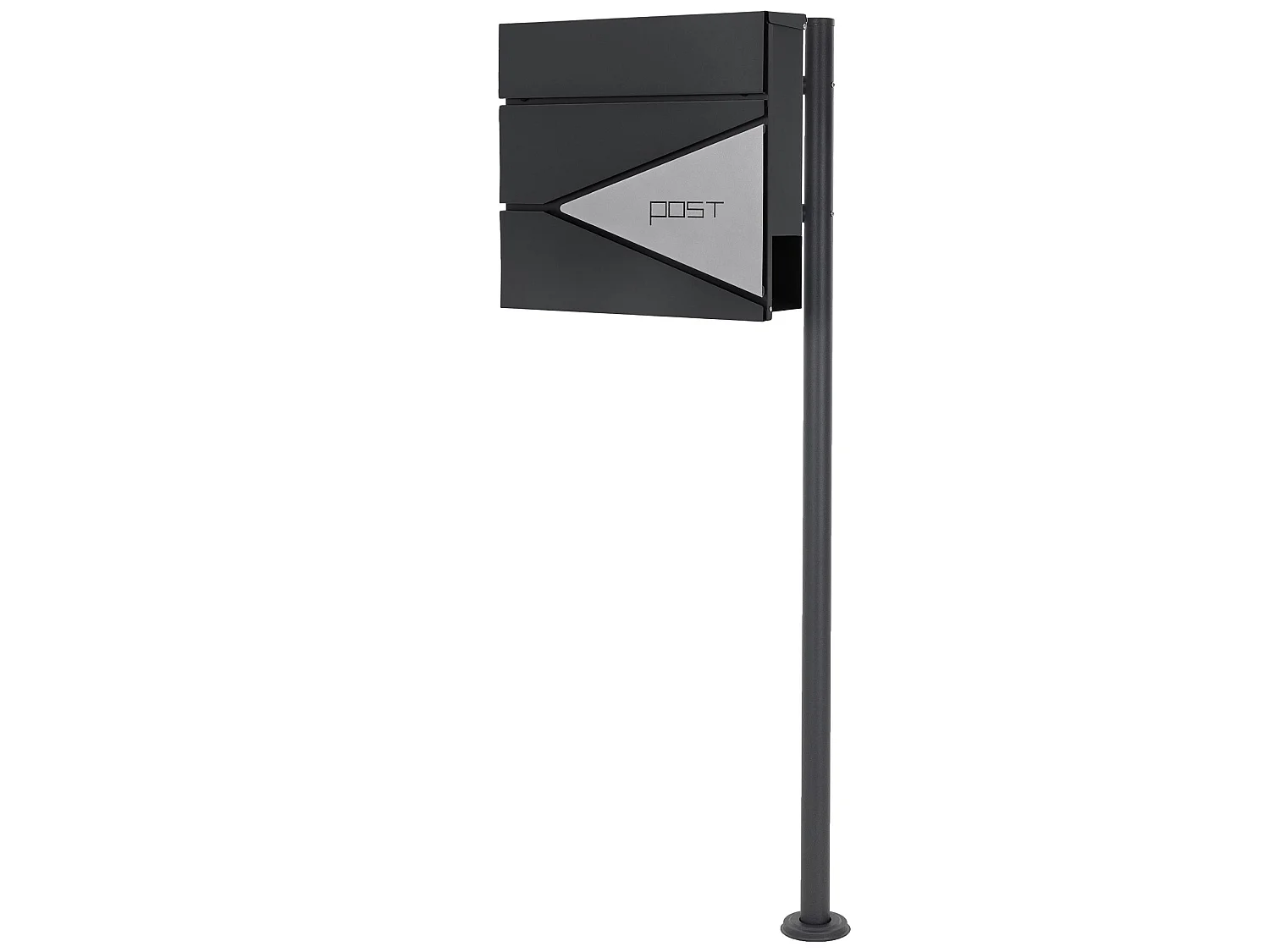 Buzón para cartas y periódico 37x37cm de acero con soporte 120cm lateral moderno