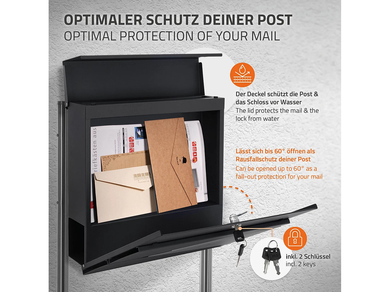 Boîte aux lettres sur pieds argent boîte postale anthracite ML-Design