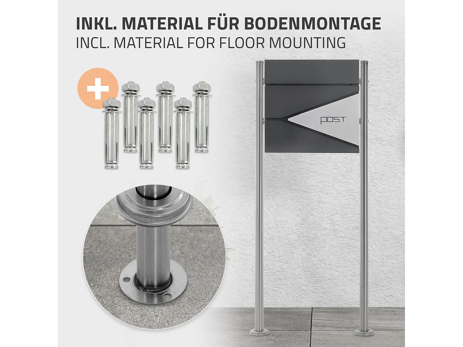 Boîte aux lettres sur pieds argent boîte postale anthracite ML-Design