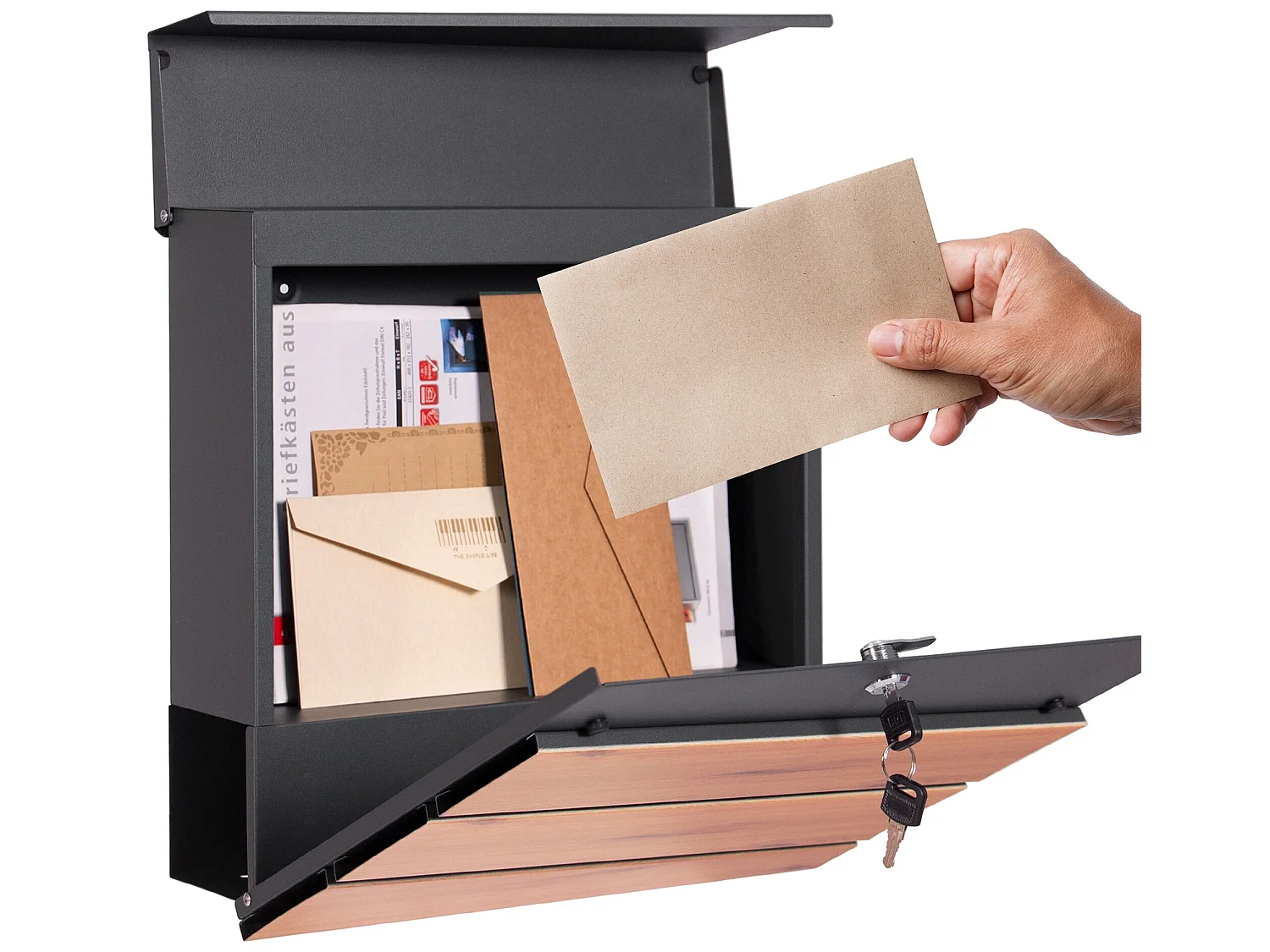 Boîte aux lettres sur pieds boîte postale anthracite et design bois  ML-Design