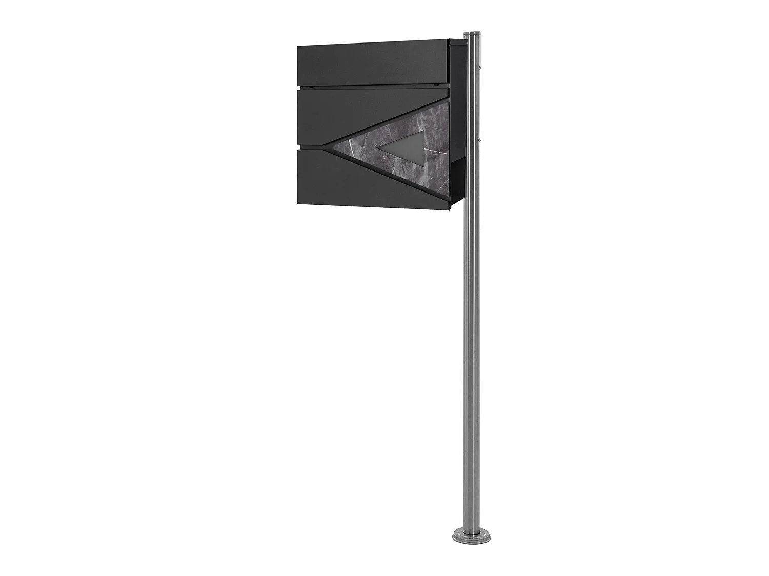 Boîte aux lettres anthracite / triangle noir aspect marbre avec support ML-Design