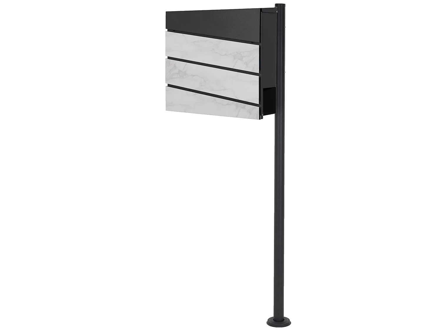 Buzón de pie con compartimento para periódicos antracita diseño mármol blanco