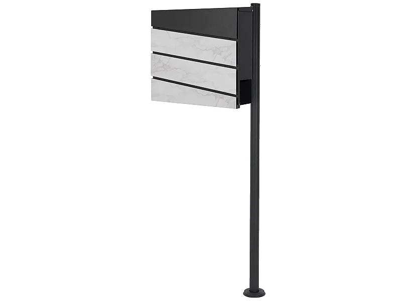 Buzón de pie con compartimento para periódicos antracita diseño mármol blanco