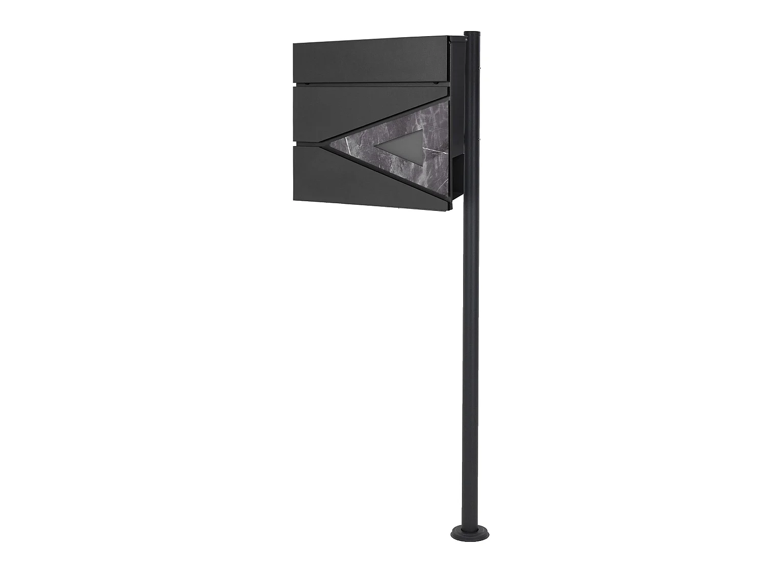 Boîte aux lettres anthracite / triangle noir aspect marbre avec support ML-Design