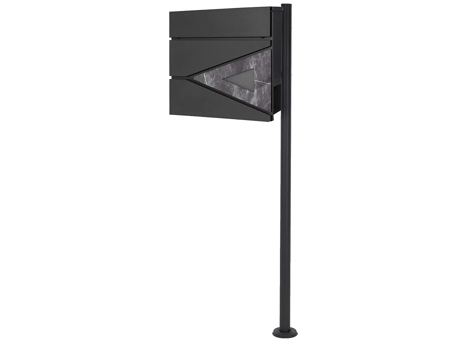 Boîte aux lettres anthracite / triangle noir aspect marbre avec support ML-Design