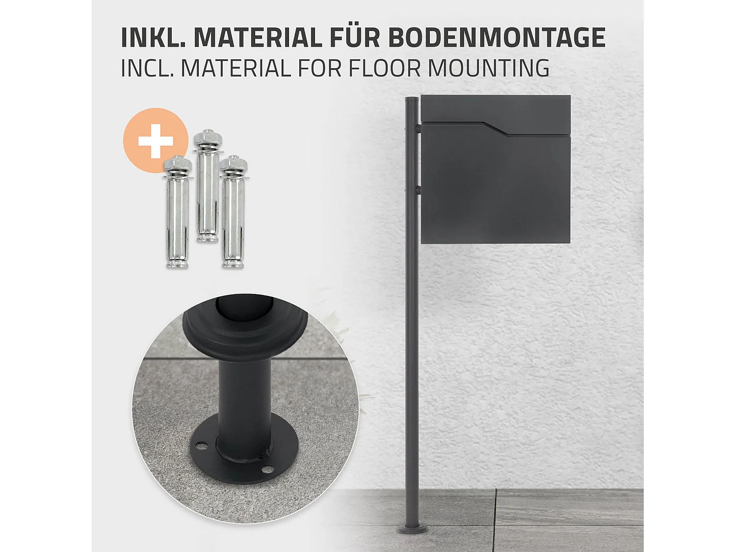 Boîte aux lettres sur une pied anthracite boîte postale en acier  ML-Design