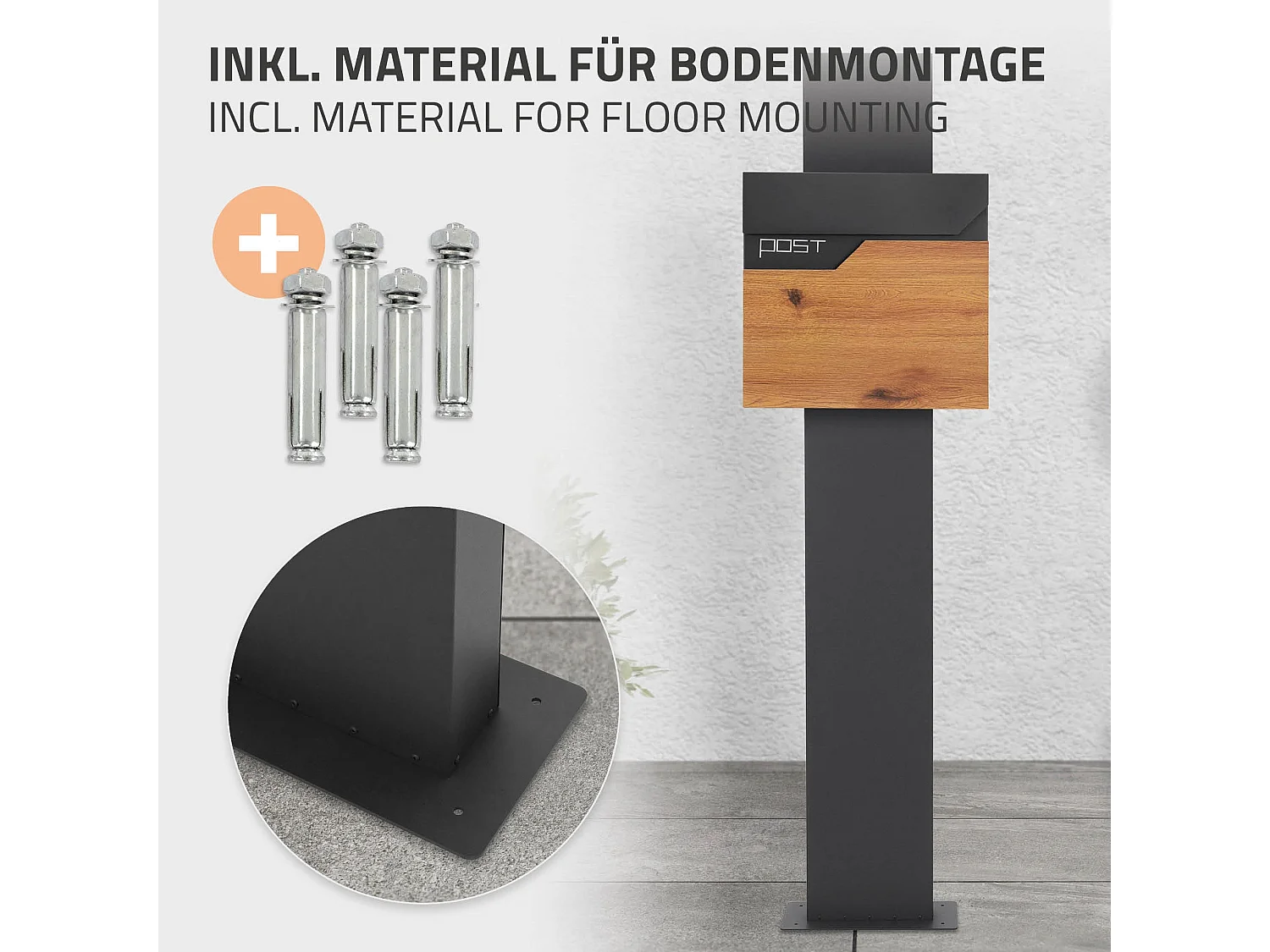 Boîte aux lettres sur pied boîte postale anthracite/aspect bois  ML-Design