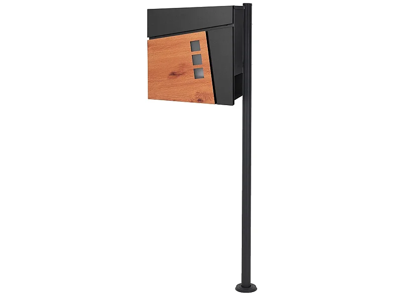 Boîte aux lettres anthracite/aspect bois avec support en acier ML-Design