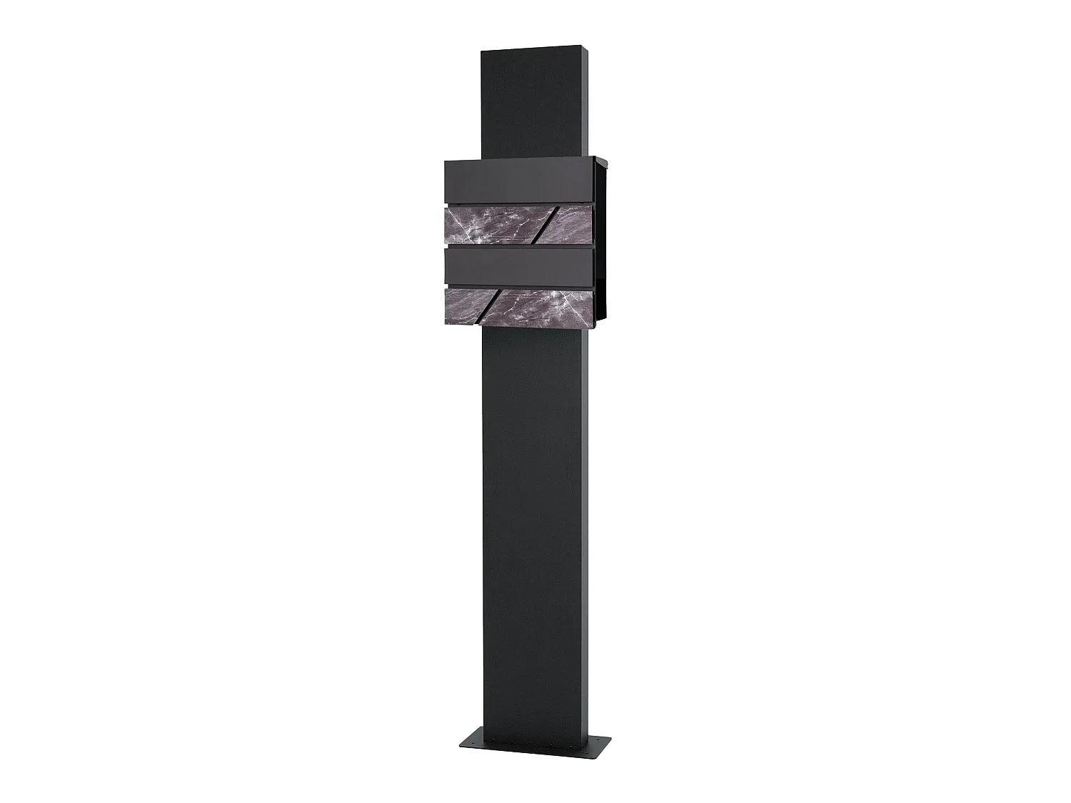 Boîte aux lettres sur pied moderne anthracite/marbre noir avec support ML-Design