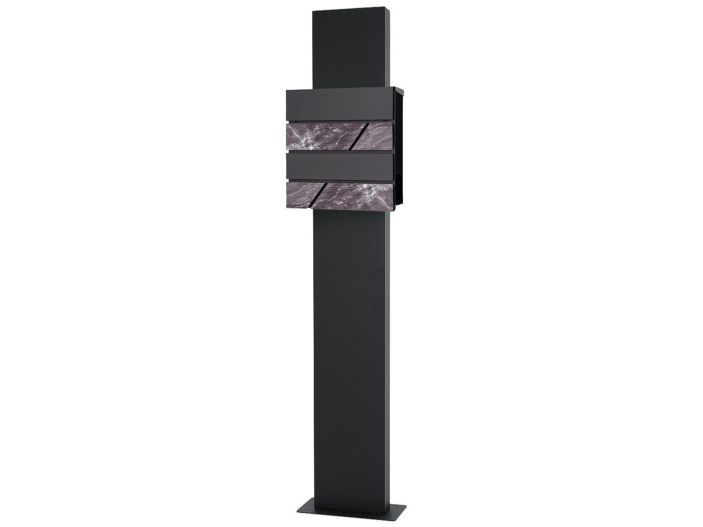 Boîte aux lettres sur pied moderne anthracite/marbre noir avec support