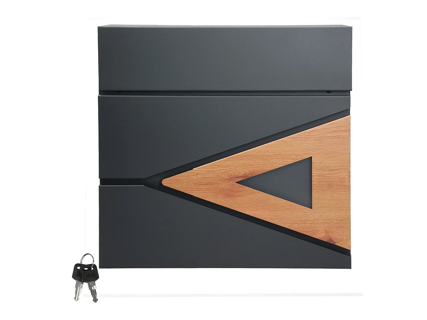 Cassetta postale in acciaio antracite e aspetto legno 37x36,5x11 cm con supporto