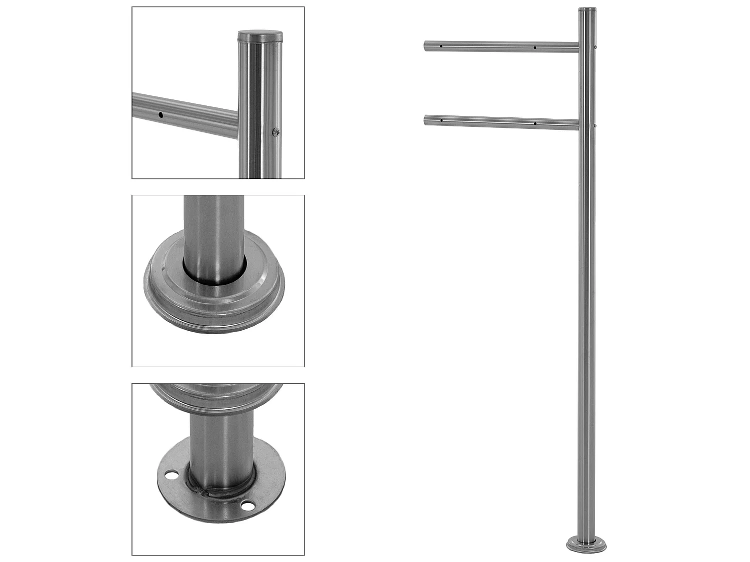 Support piédestal socle pour boîte aux lettres argent en acier inoxydable ML-Design