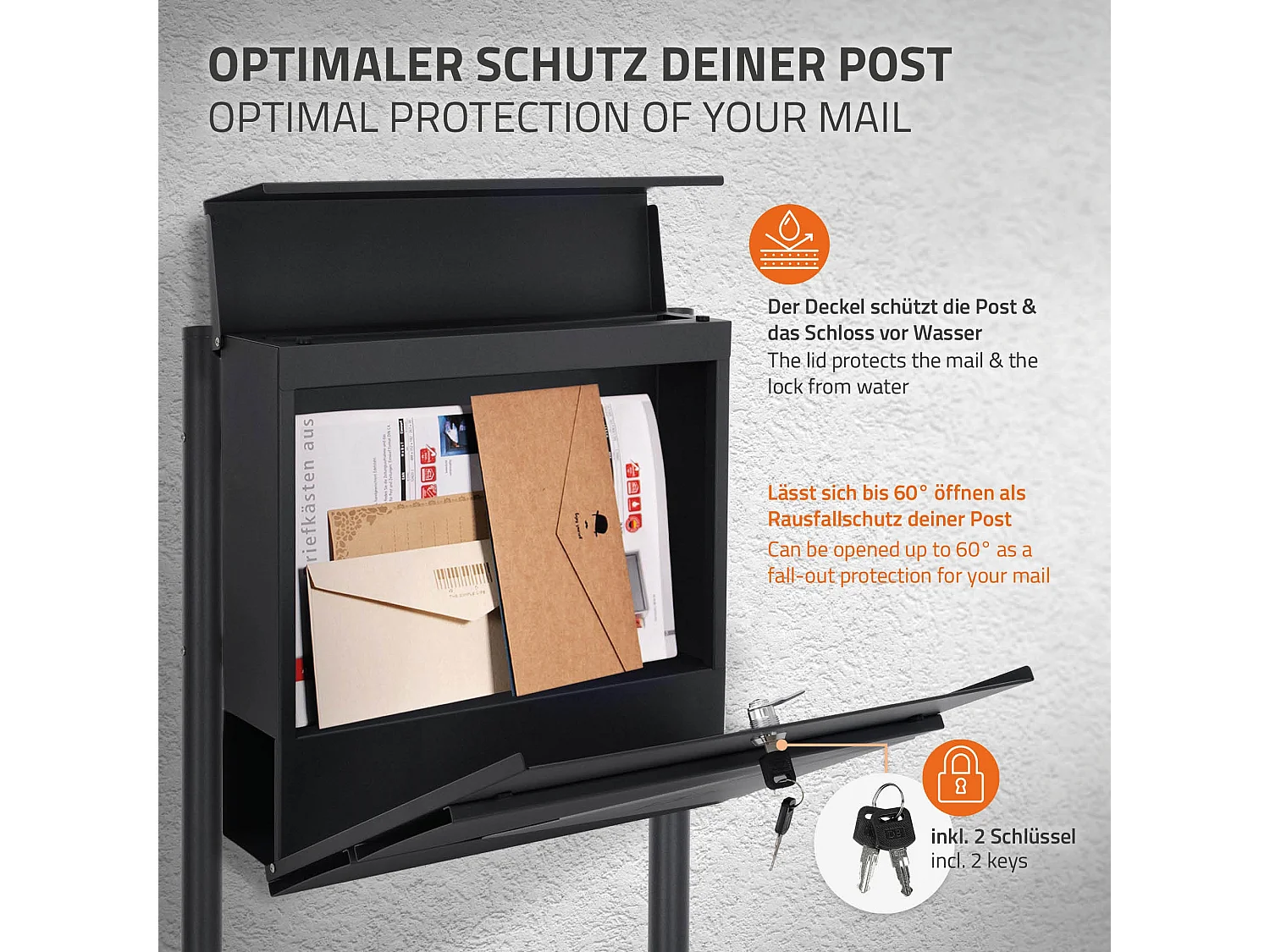 Boîte aux lettres sur pieds boîte postale anthracite/argent  ML-Design