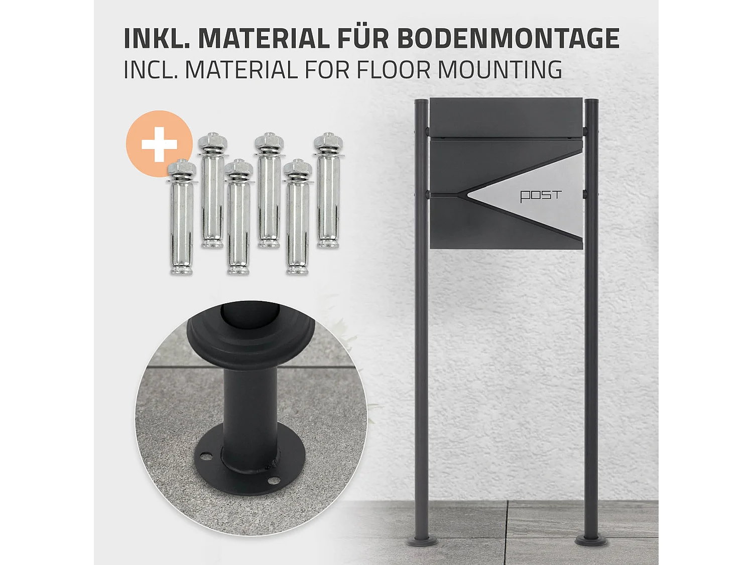 Boîte aux lettres sur pieds boîte postale anthracite/argent  ML-Design