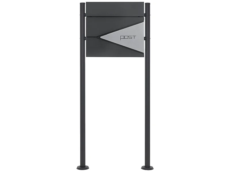 Cassetta postale modello argento supporto in acciaio antracite con tubo giornali