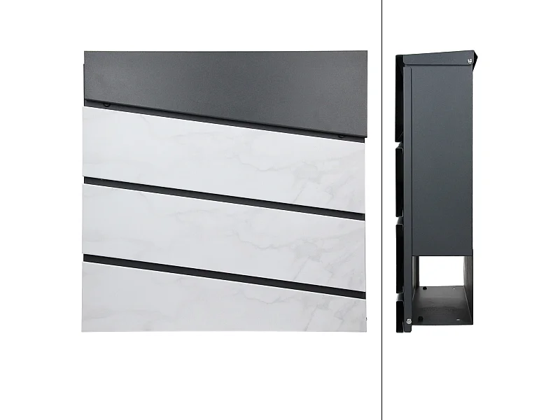 Buzón de pie con compartimento para periódicos antracita diseño mármol blanco