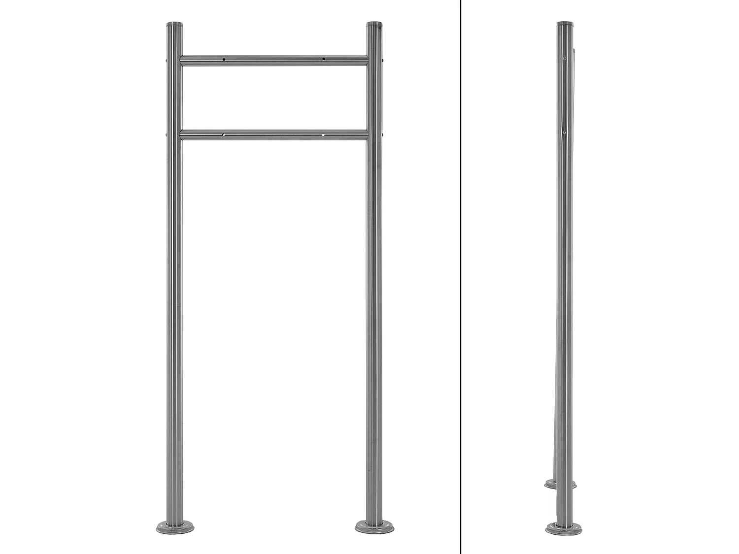 Boîte aux lettres anthracite/aspect bois avec support acier argenté  ML-Design