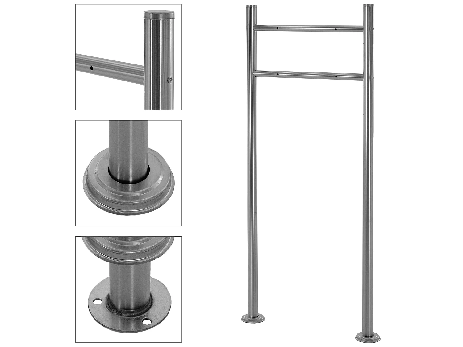 Boîte aux lettres anthracite/aspect bois avec support acier argenté  ML-Design