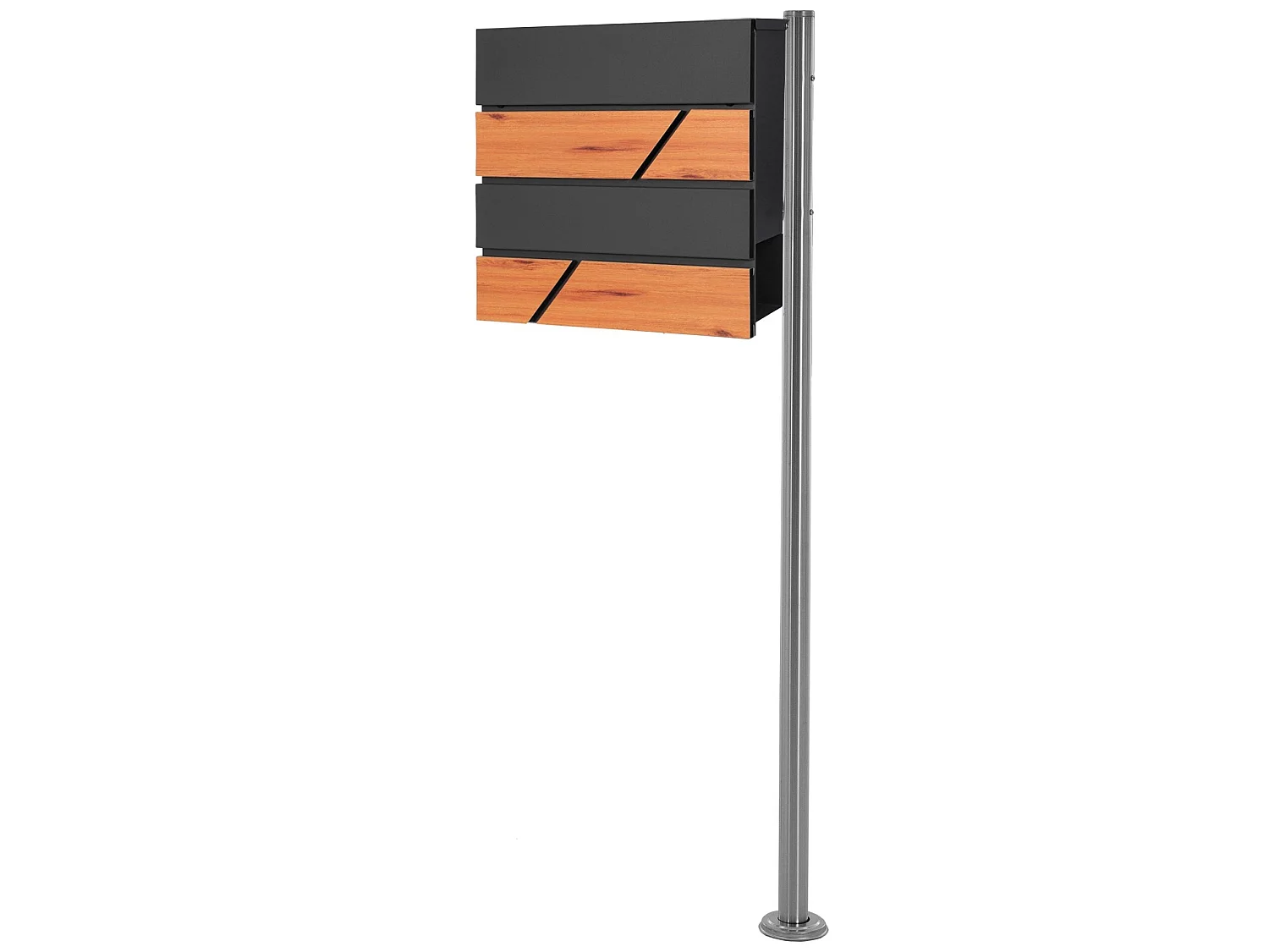 Boîte aux lettres anthracite/imitation bois support argenté ML-Design
