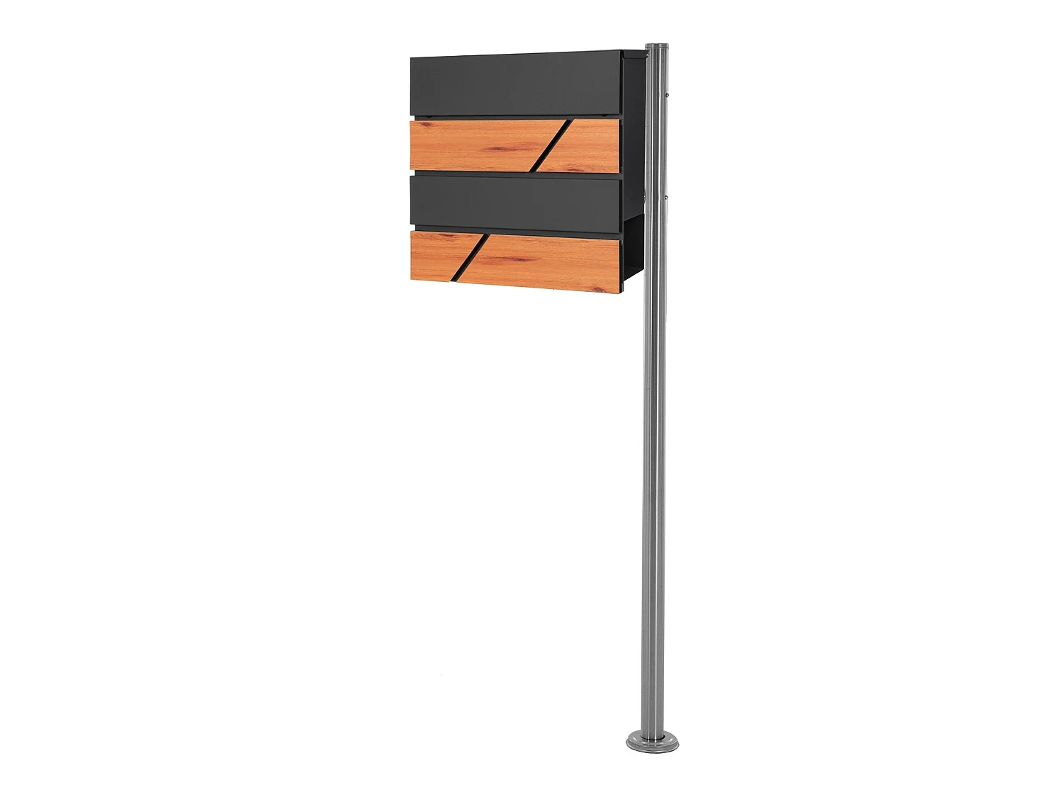 Boîte aux lettres anthracite/imitation bois support argenté ML-Design